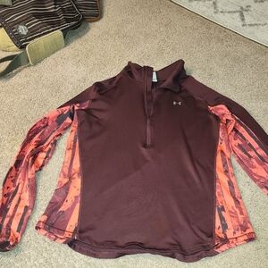 Under Armour Red Long Sleeve Polo with Zippered Collar